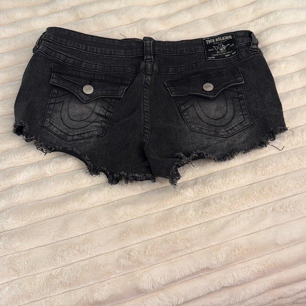 True Religion Women's Black Denim Shorts